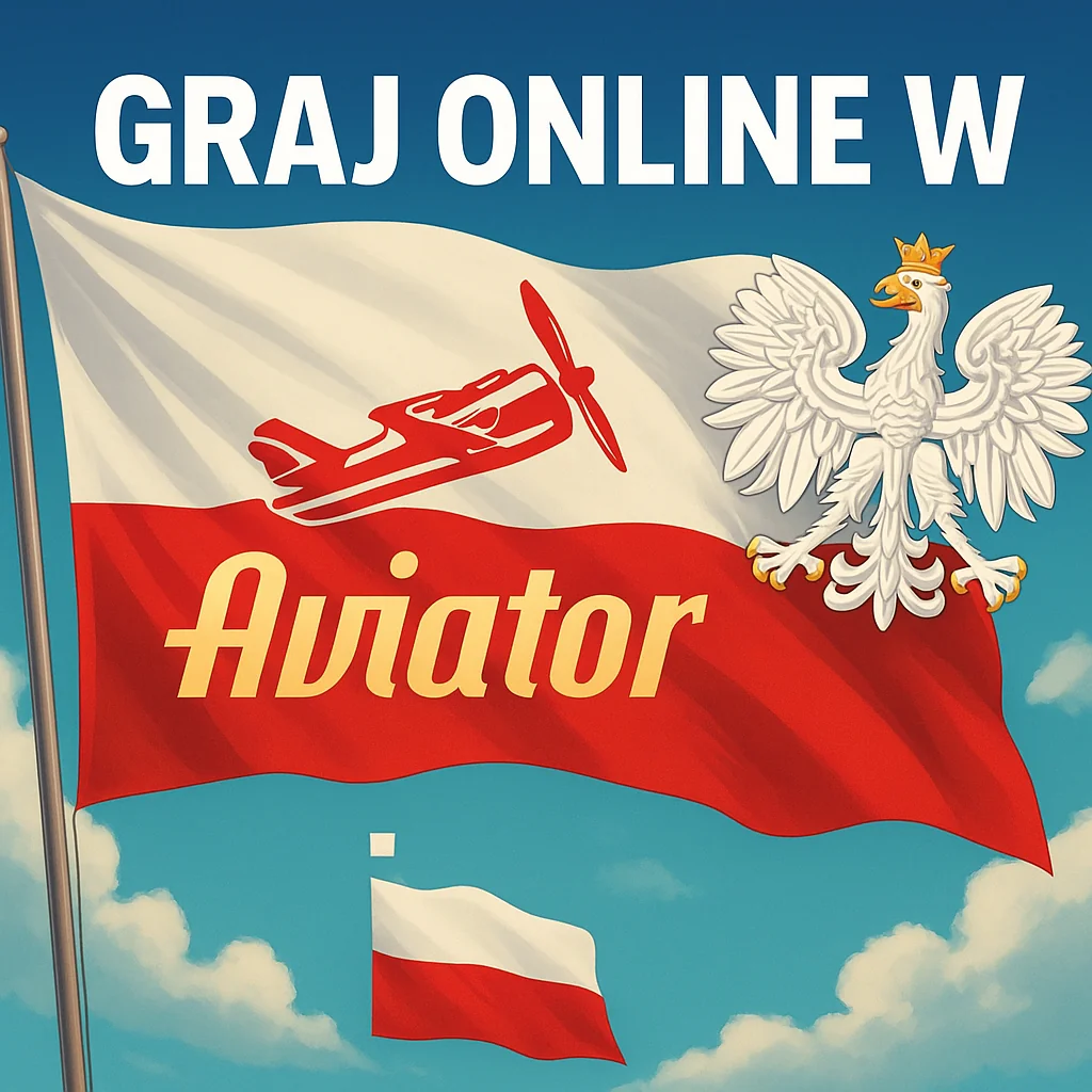 Samolot z gry Aviator na tle polskiej flagi